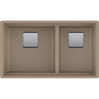 Franke PKG160LD-OYS-S Peak 32" x 18.75" Fragranite Double Bowl Undermount Kitchen Sink - Oyster