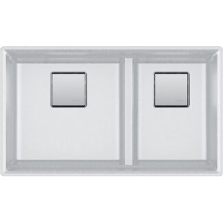 Franke PKG160LD-PWT-S Peak 32" x 18.75" Fragranite Double Bowl Undermount Kitchen Sink - Polar White