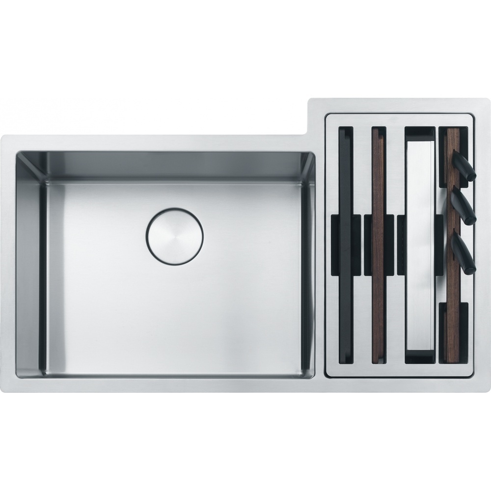 Franke CUX16021-W Culinary Work Center 35.19" x 21.38" Double Bowl Kitchen Sink - Stainless Steel