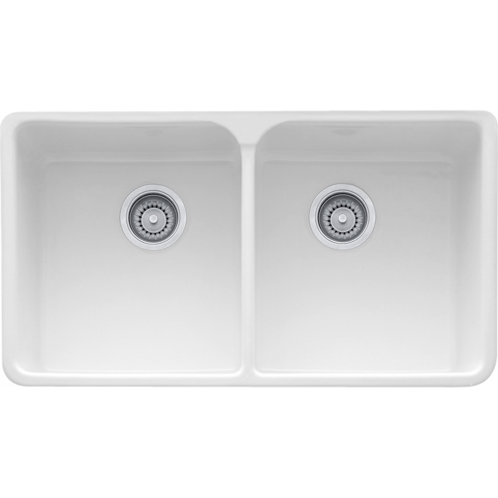 Franke MHK720-35WH Manor House 35.5" x 21.62" Ceramic Double Bowl Apron Front Kitchen Sink - White