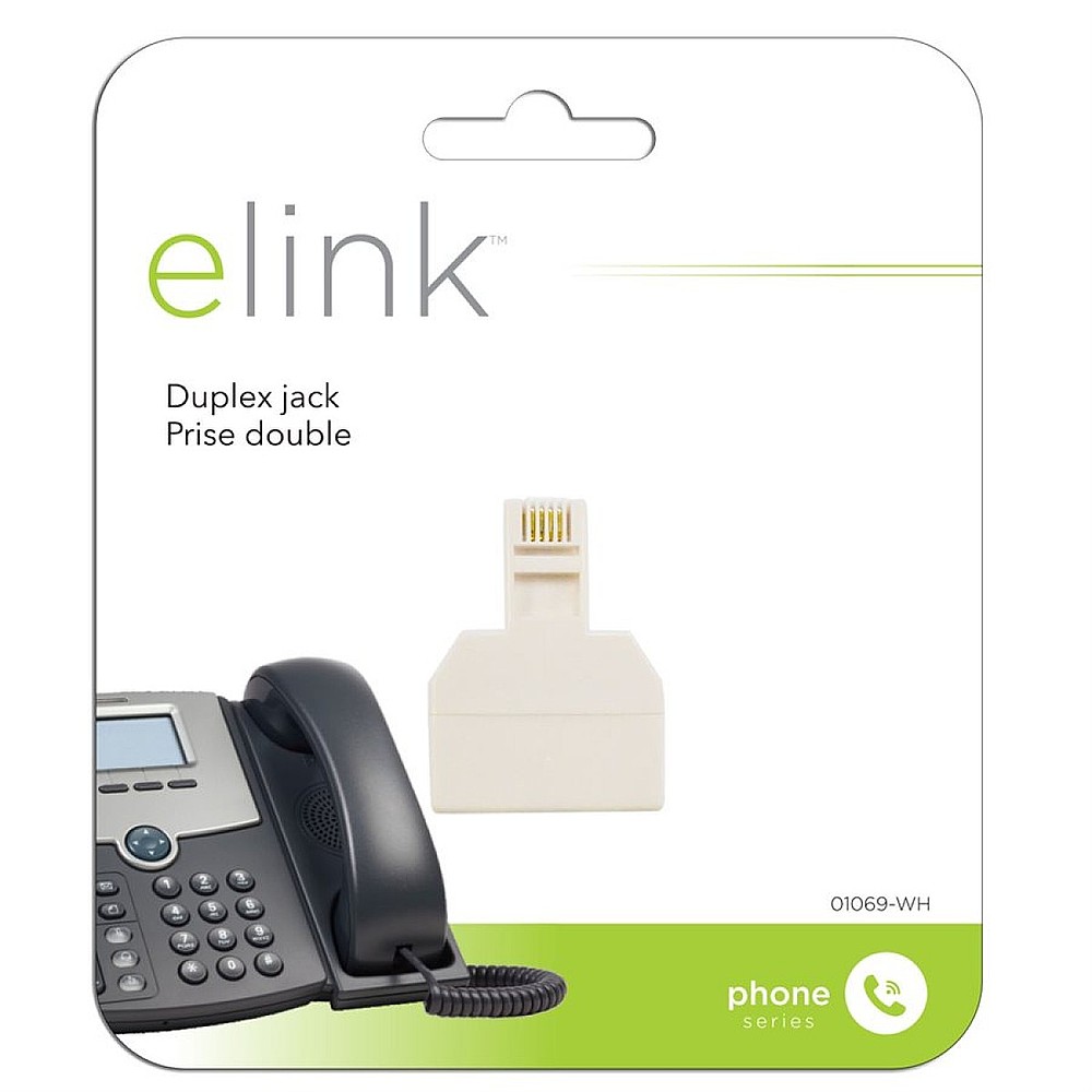 Elink 01069WH 2-in1 Telephone Modular Adapter Splitter - White