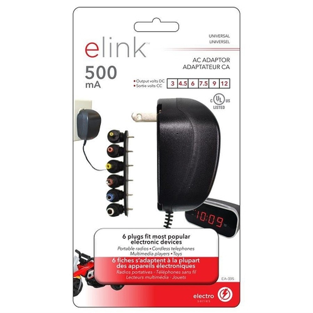 Elink EA-395 6-Plug Universal AC Adapter - Black