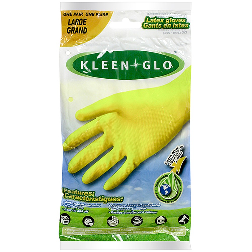 Kleen Glo 11372 Large Household Rubber Latex Gloves