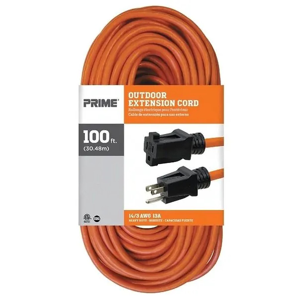 Prime EC501735 100' Heavy-Duty Outdoor Extension Cord - Orange
