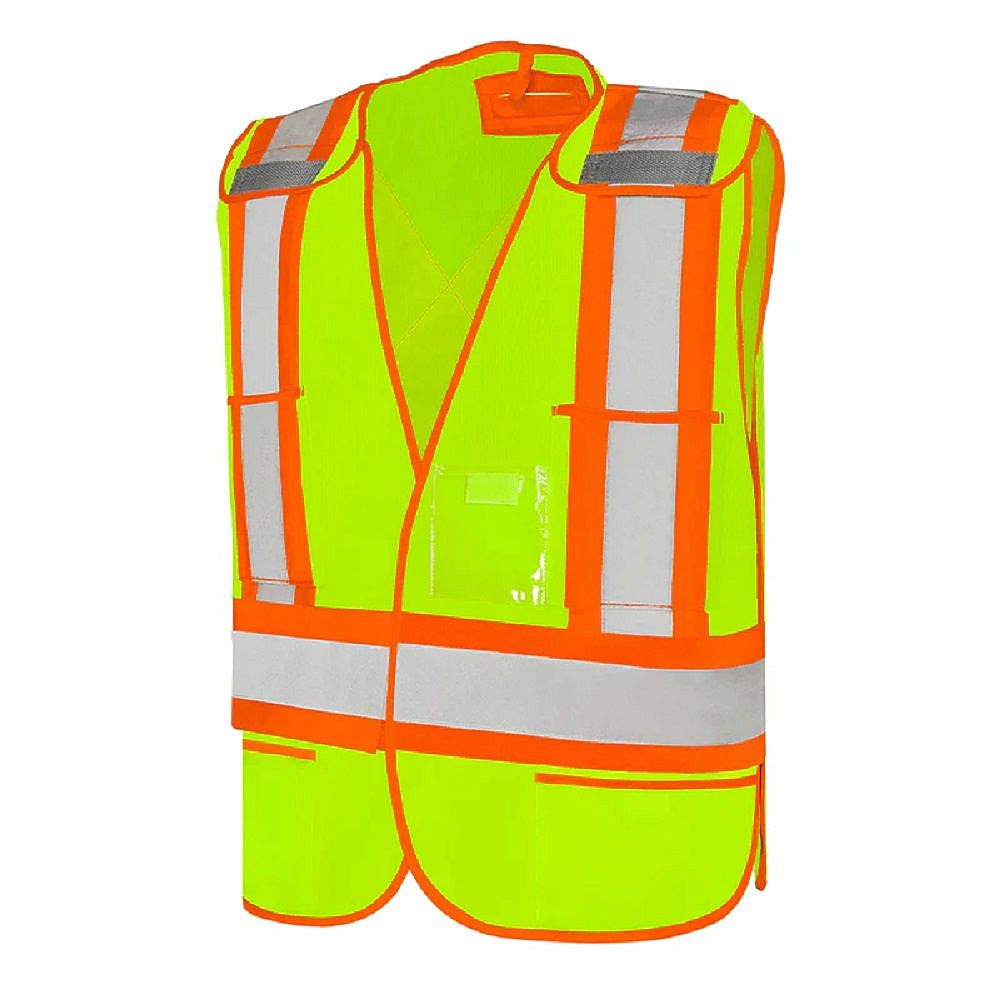 WASIP 58SL1500 Universal 5 Point Tear Away Solid Traffic Safety Vest - Yellow