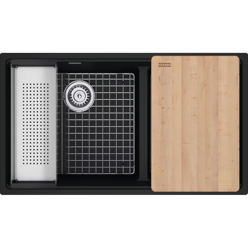 Franke MAG1601812LD-MBK-WKC Maris 33.0" x 18.94" Undermount Fragranite Double Bowl Low-Divide Workcenter Kitchen Sink - Matte Black