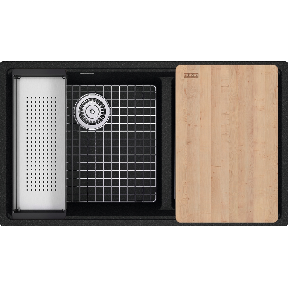 Franke MAG1601812LD-ONY-WKC Maris 33.0" x 18.94" Undermount Fragranite Double Bowl Low-Divide Workcenter Kitchen Sink - Onyx