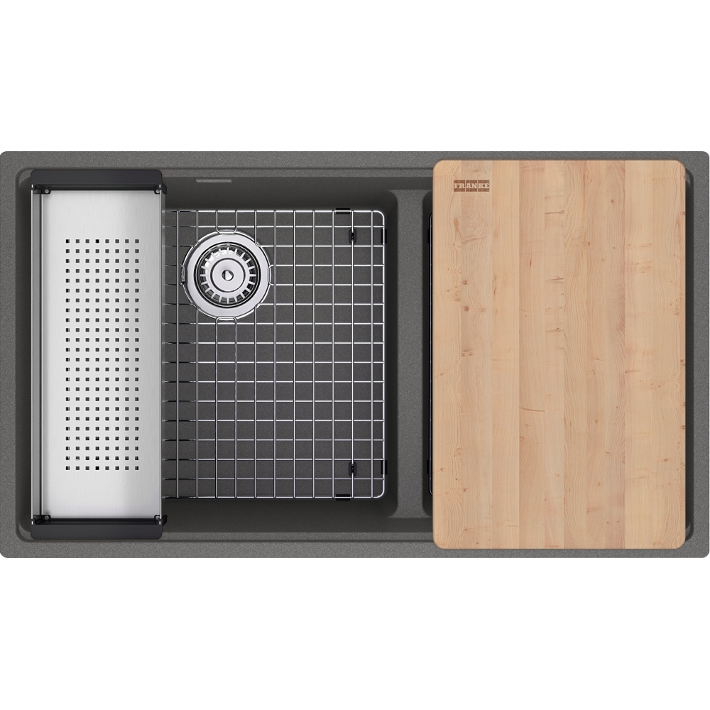 Franke MAG1601812LD-SLG-WKC Maris 33.0" x 18.94" Undermount Fragranite Double Bowl Low-Divide Workcenter Kitchen Sink - Slate Grey