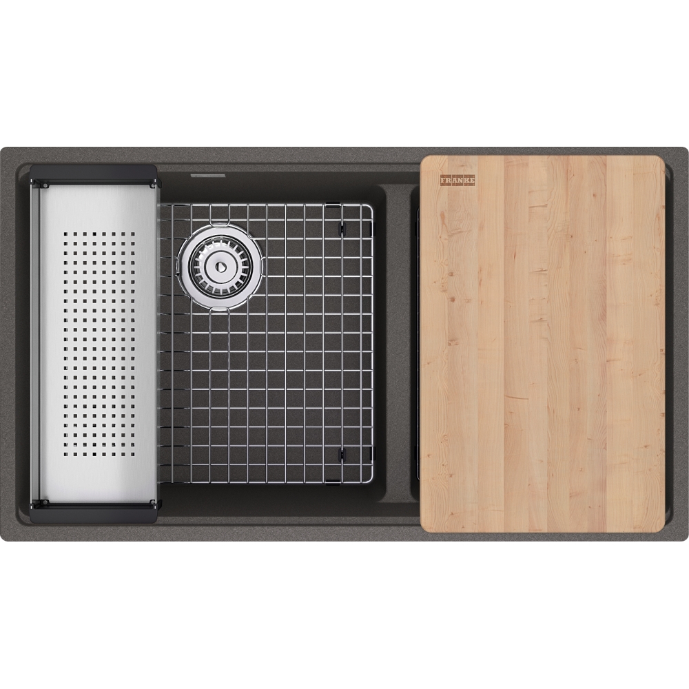 Franke MAG1601812LD-SHG-WKC Maris 33.0" x 18.94" Undermount Fragranite Double Bowl Low-Divide Workcenter Kitchen Sink - Stone Grey