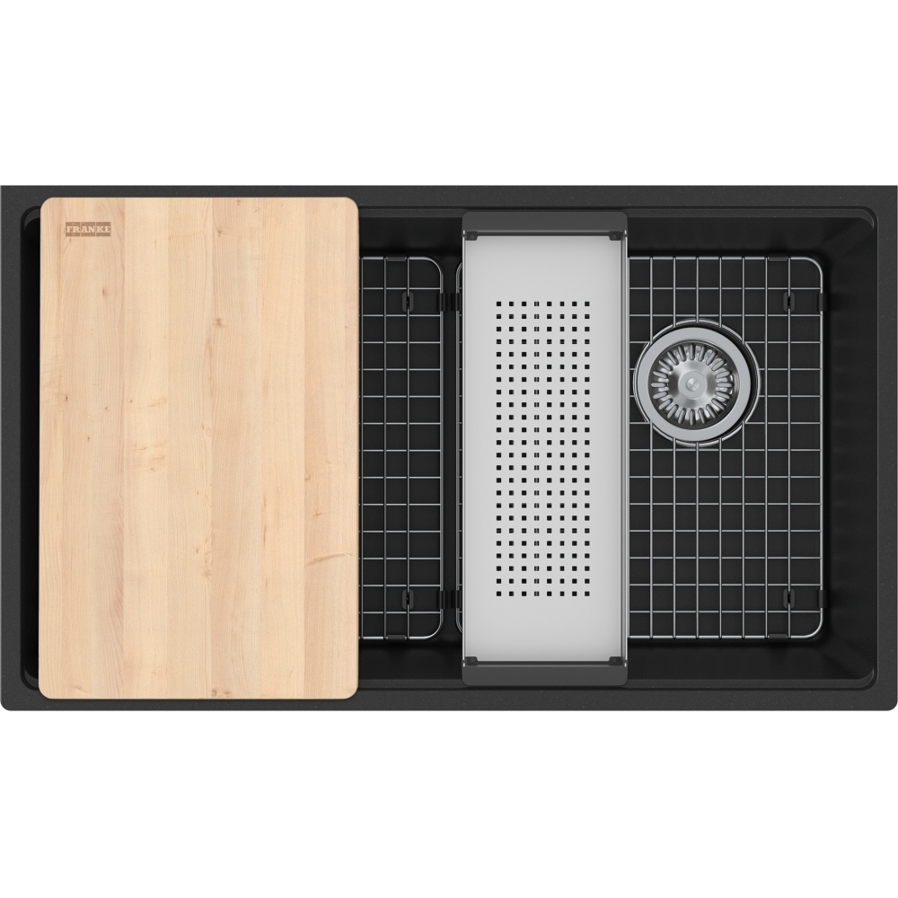Franke MAG11031OW-MBK-WKC Maris 33" x 19.3" Undermount Fragranite Single Bowl Workcenter Kitchen Sink - Matte Black