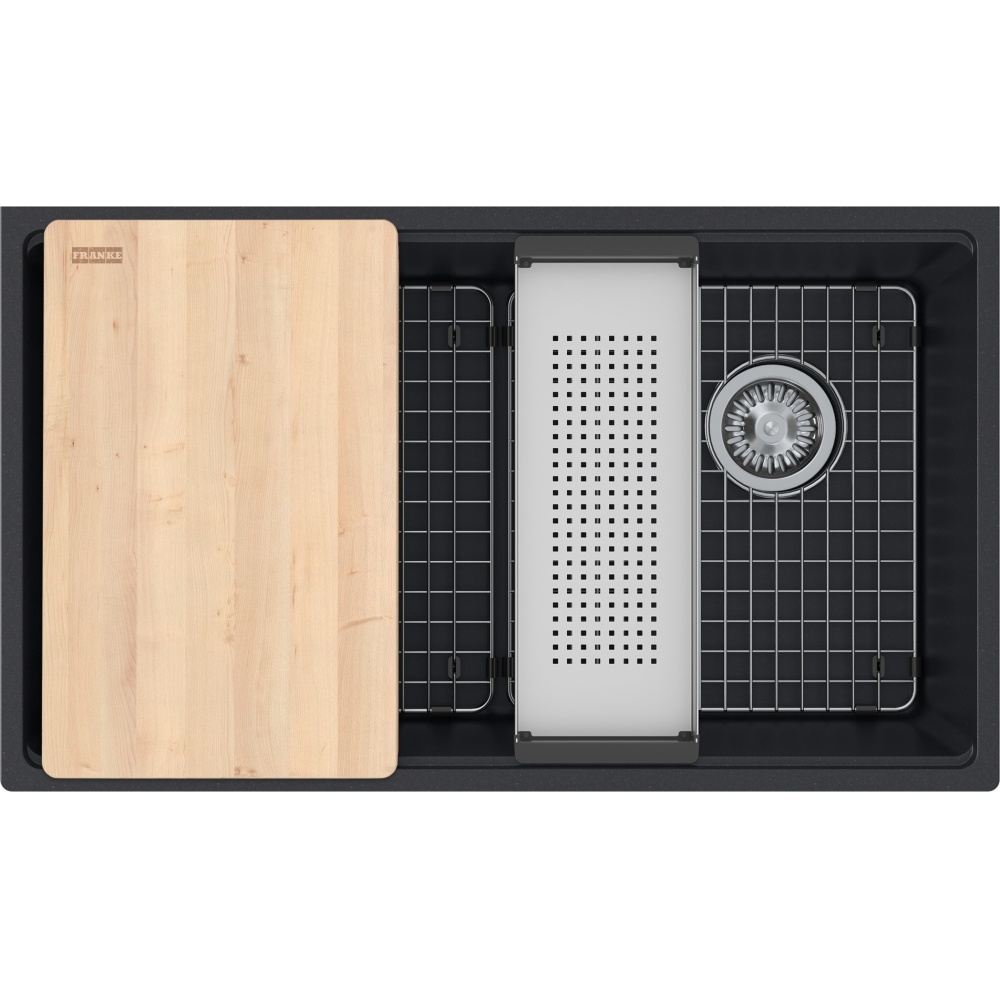 Franke MAG11031OW-ONY-WKC Maris 33" x 19.3" Undermount Fragranite Single Bowl Workcenter Kitchen Sink - Onyx