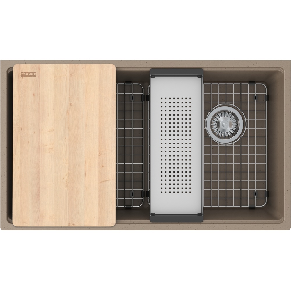 Franke MAG11031OW-OYS-WKC Maris 33" x 19.3" Undermount Fragranite Single Bowl Workcenter Kitchen Sink - Oyster