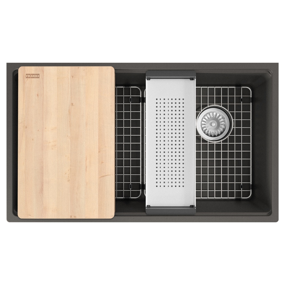 Franke MAG11031OW-SLG-WKC Maris 33" x 19.3" Undermount Fragranite Single Bowl Workcenter Kitchen Sink - Slate Grey