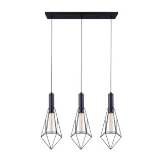 Canarm IPL676A03BK (DISC) Greer 3-Lights 180W Rod Pendant - Matte Black