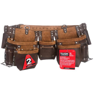 Task T77350 12 Pocket Master Carpenter Leather Apron - Brown