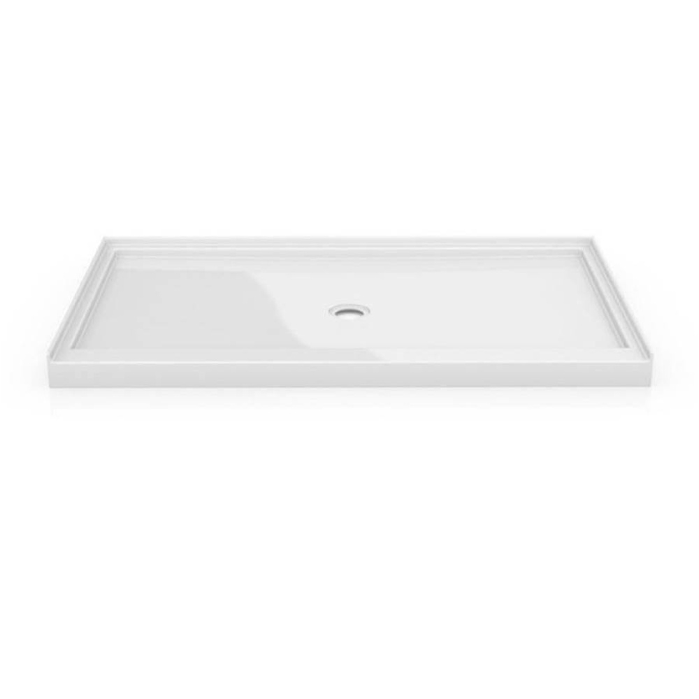 Fleurco ABF4836-18-3 48" x 36" In-Line Center Drain Shower Base, 3 Integrated Tile Flanges - White