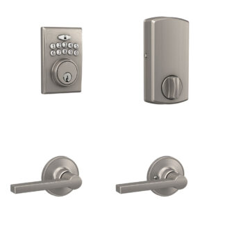 Schlage JDE265STNSOL619VP Dexter® Keypad Deadbolt with Solstice Lever - Satin Nickel