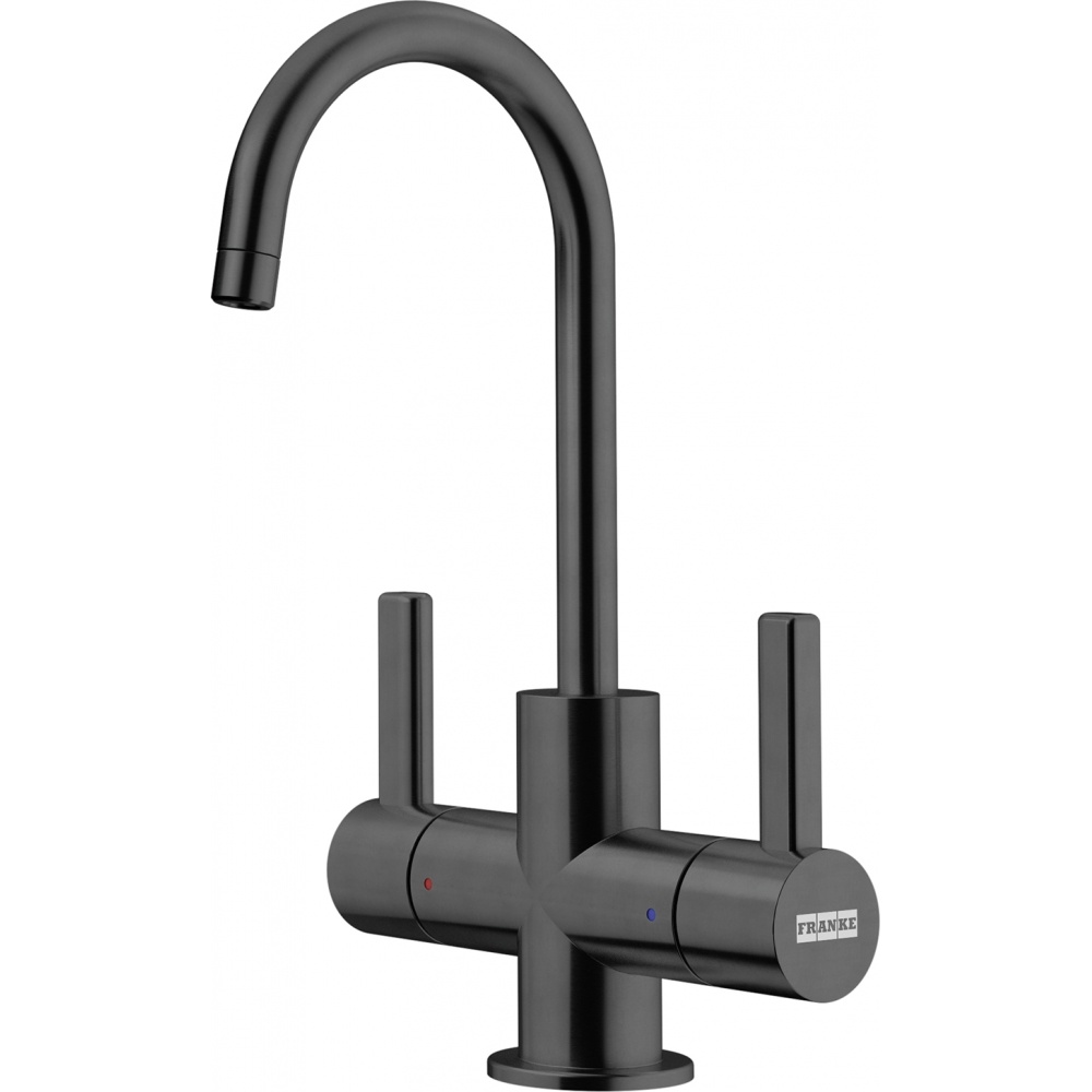 Franke UNJ-HC-IBK Universal 8.75" Double Handle Hot and Cold Water Filtration Faucet - Industrial Black