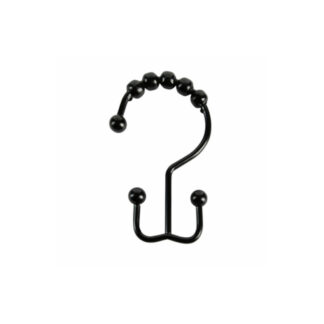 Moda At Home 302136-BLK Annex Double Shower Curtain Hook, 12 Pack - Matte Black