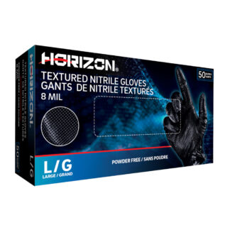 Horizon 792458DL Large 8mil Disposable Nitrile Glove, 50 Pack - Black