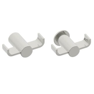 Kartners 137132-81 Porto Brass Double Prong Robe Hook - Brushed Nickel