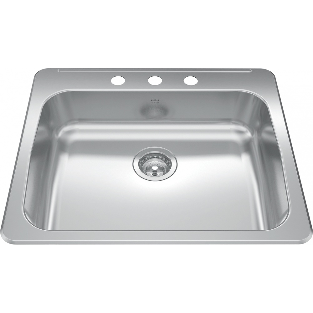 Kindred RSLA2522-55-3 Reginox 25.62" x 22" Stainless Steel Single Topmount 3-Hole Kitchen Sink