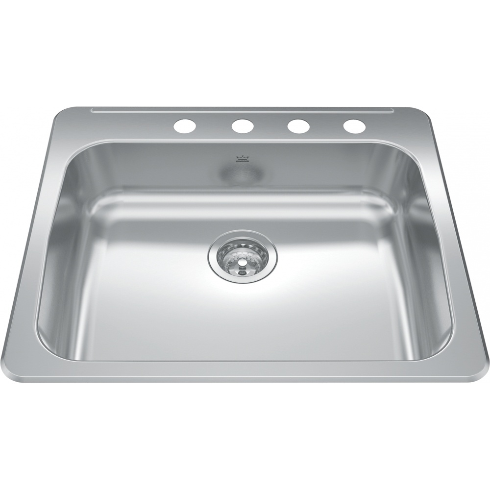 Kindred RSLA2522-55-4 Reginox 25.62" x 22" Stainless Steel Single Topmount 4-Hole Kitchen Sink