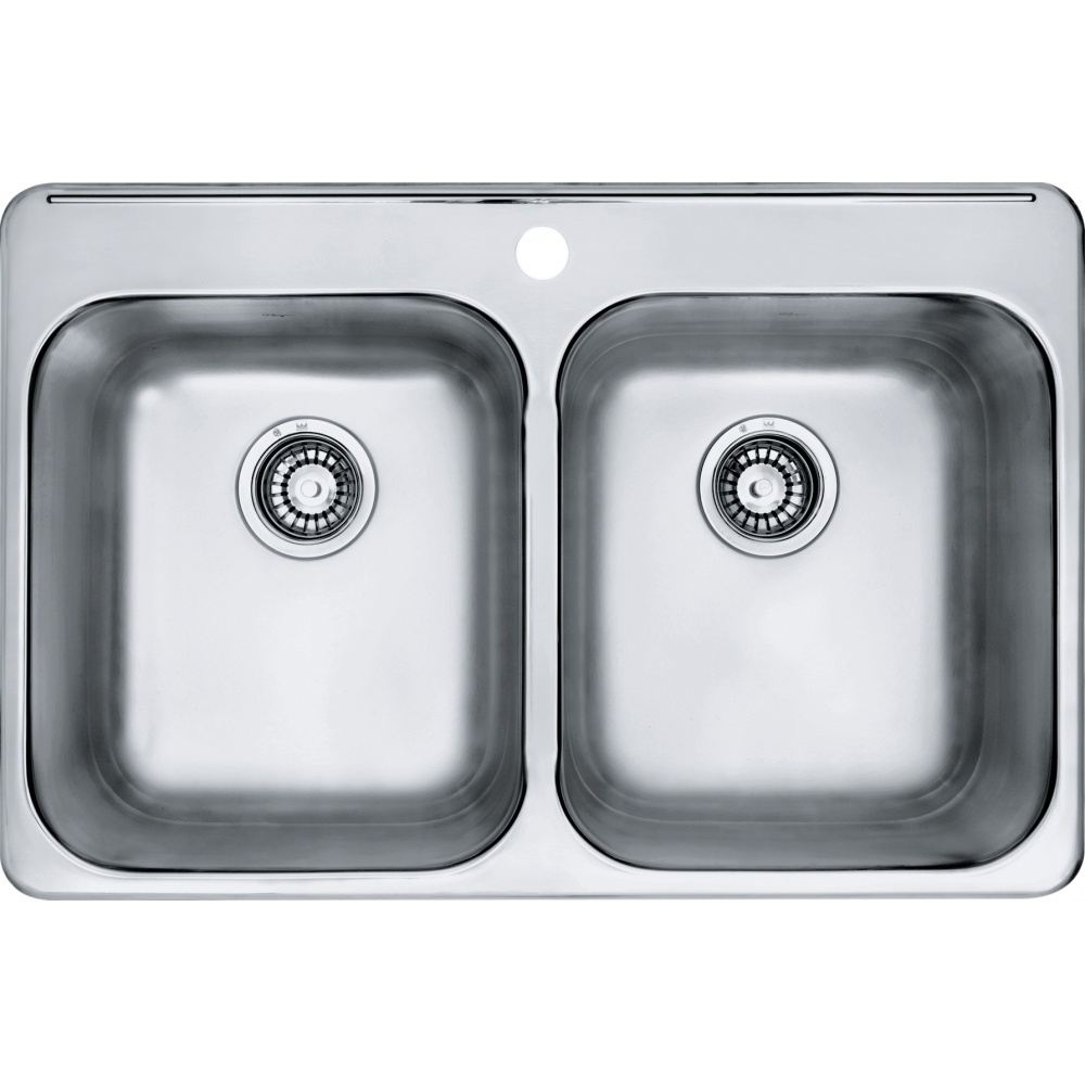 Kindred RDL2031-1 Reginox 31.25" x 20.5" Stainless Steel Double Topmount 1-Hole Kitchen Sink