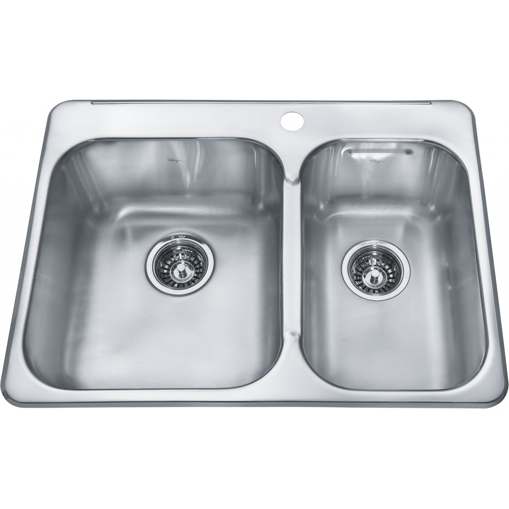 Kindred RCL2027R-1 Reginox 31.25" x 20.5" Stainless Steel Double Topmount 1-Hole Kitchen Sink