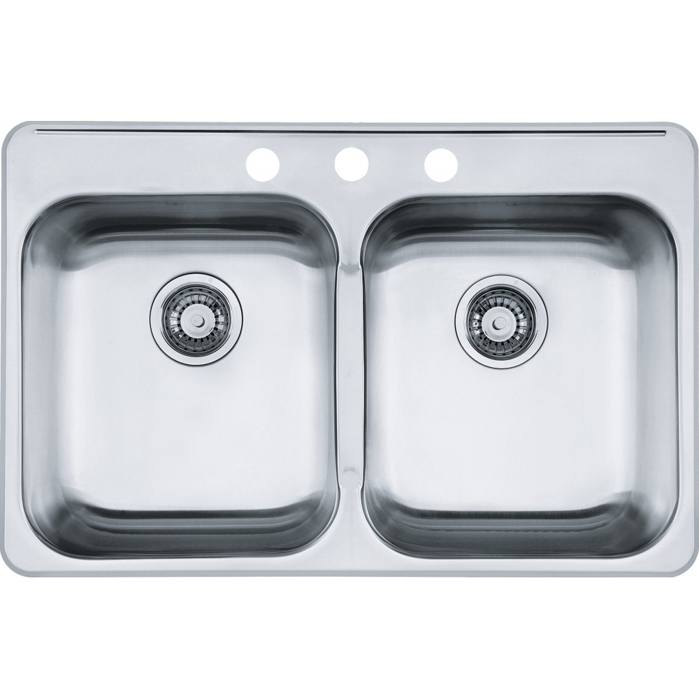 Kindred RDL5279-3 Reginox 31.25" x 20.5" Stainless Steel Double Topmount 3-Hole Kitchen Sink
