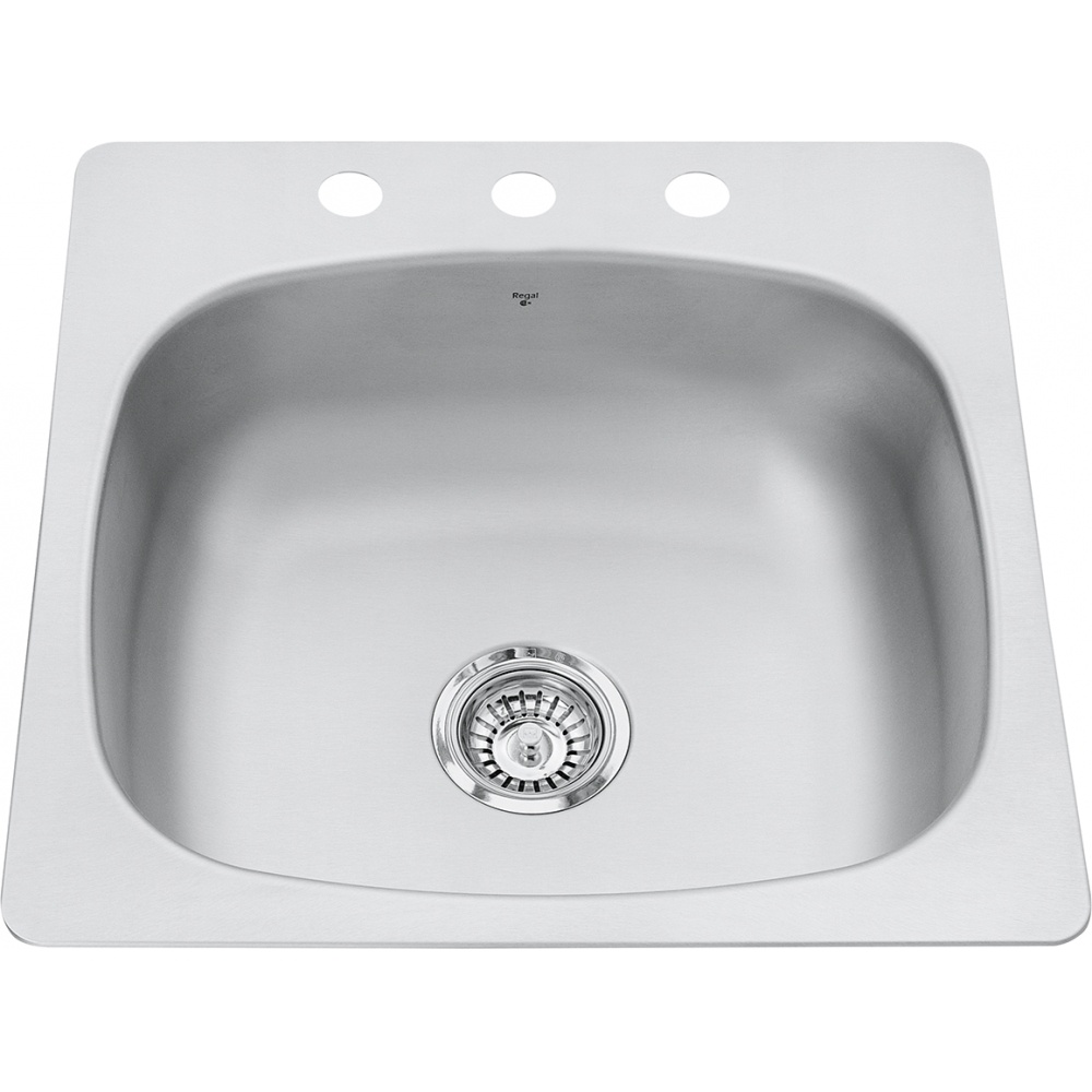 Kindred PSL5251-3 Reginox 20.13" x 20.56" Stainless Steel Single Topmount 3-Hole Kitchen Sink