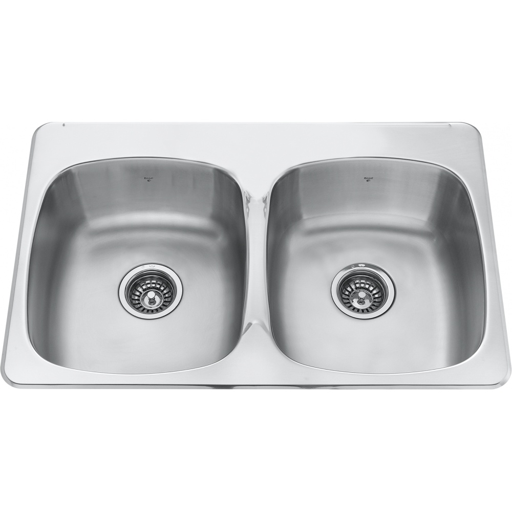 Kindred PDL5279-3 Reginox 31.25" x 20.5" Stainless Steel Double Topmount 3-Hole Kitchen Sink