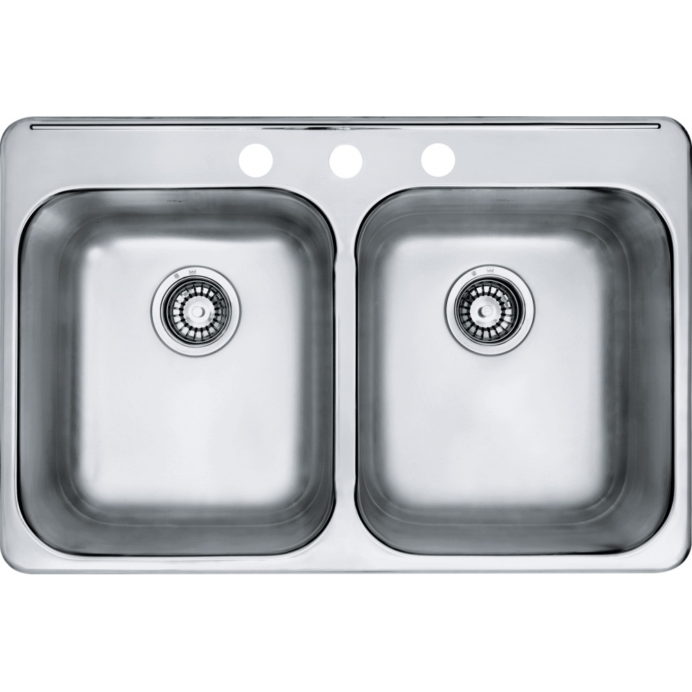 Kindred PDL2031-3 Reginox 31.25" x 20.5" Stainless Steel Double Topmount 3-Hole Kitchen Sink