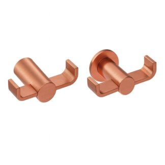 Kartners 137132-65 Porto Brass Double Prong Robe Hook - Brushed Copper