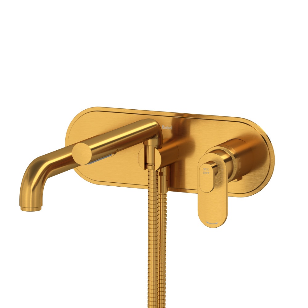 Riobel TAA21BG Arca Wall Mount Thermostatic/Pressure Balance Tub Filler Trim - Brushed Gold