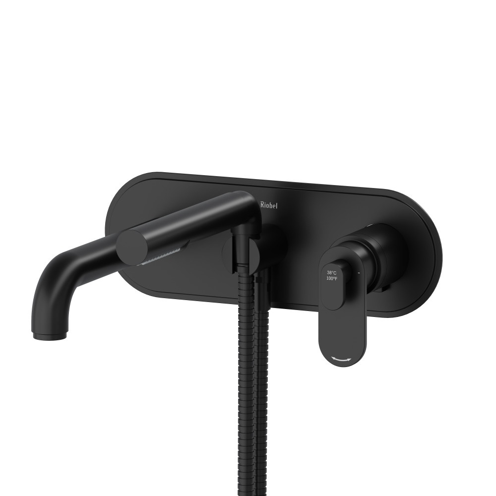 Riobel TAA21BK Arca Wall Mount Thermostatic/Pressure Balance Tub Filler Trim - Black