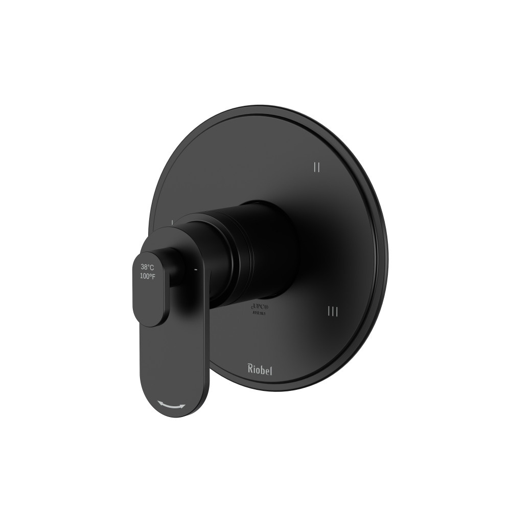 Riobel TAA47BK Arca 1/2" Therm & Pressure Balance Trim With 3 Functions - Black