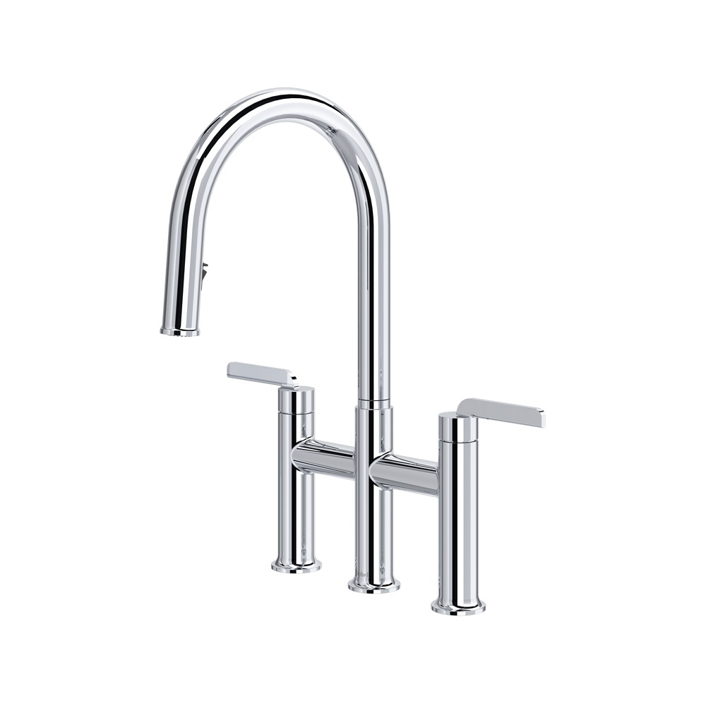 Riobel AU400C Authentica Bridge Pull-Down Kitchen Faucet With C-Spout - Chrome