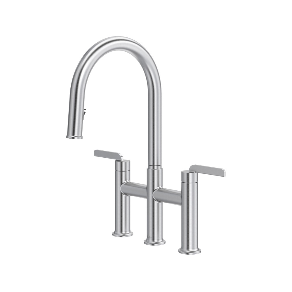 Riobel AU400SS Authentica Bridge Pull-Down Kitchen Faucet With C-Spout - Stainless Steel