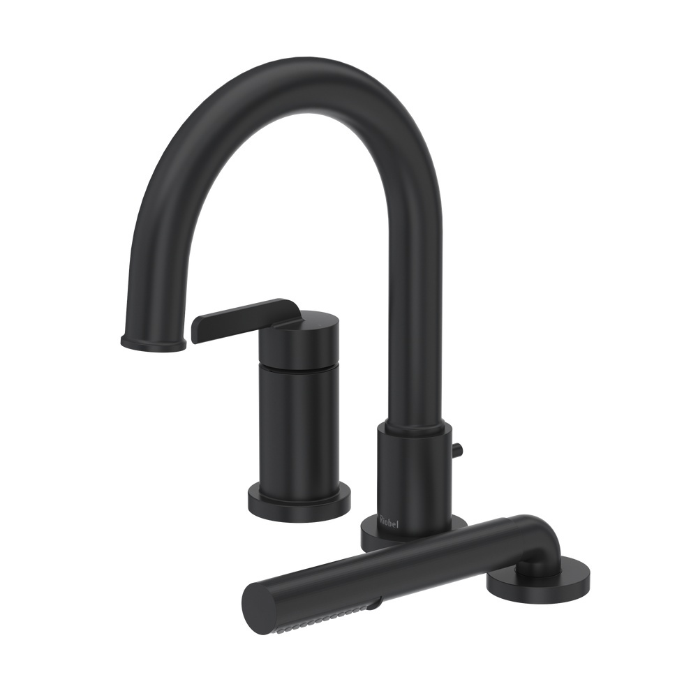 Riobel TAU16BK Authentica 3-Hole Pressure Balance Deck Mount Tub Filler Trim - Black