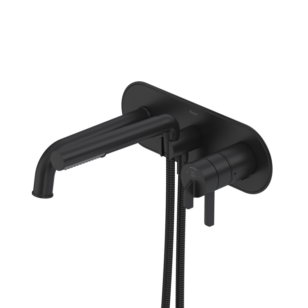 Riobel TAU21BK Authentica Wall Mount Thermostatic/Pressure Balance Tub Filler Trim - Black