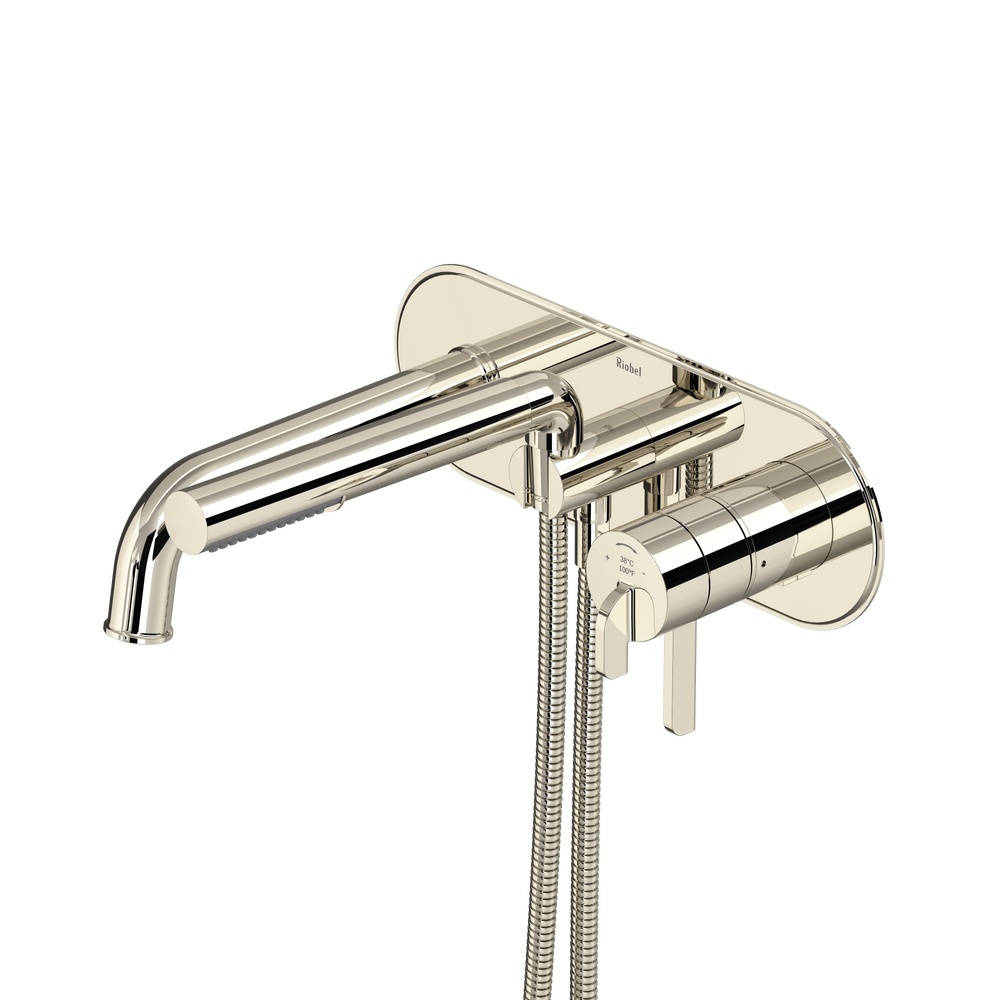 Riobel TAU21PN Authentica Wall Mount Thermostatic/Pressure Balance Tub Filler Trim - Polished Nickel