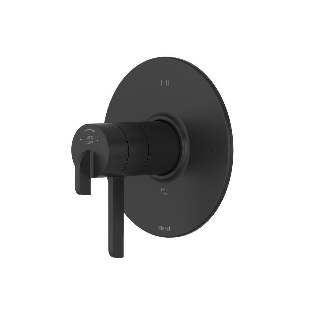 Riobel TAU23BK Authentica 1/2" Therm & Pressure Balance Trim With 3 Functions - Black