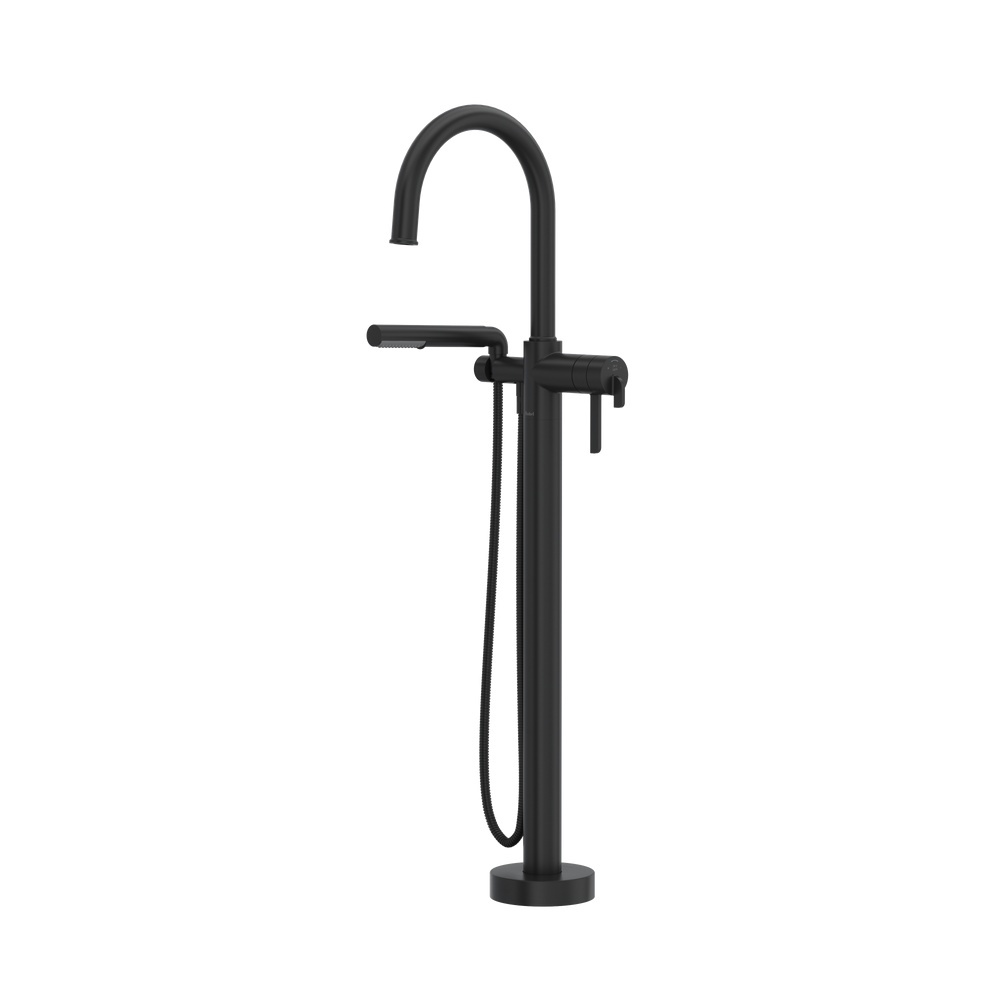 Riobel TAU39BK Authentica Thermostatic Single Hole Floor Mount Tub Filler Trim - Black