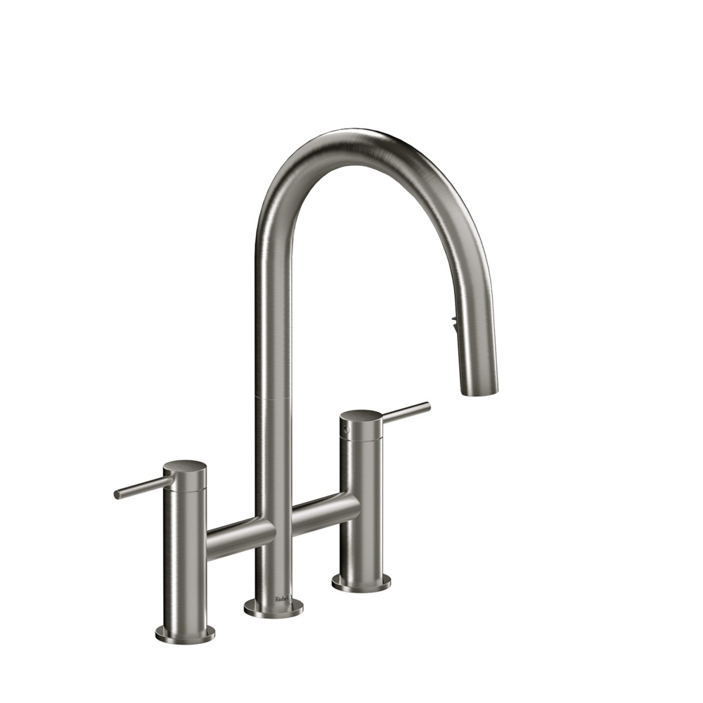 Riobel AZ400SS Azure Bridge Pull-Down Kitchen Faucet With C-Spout - Stainless Steel