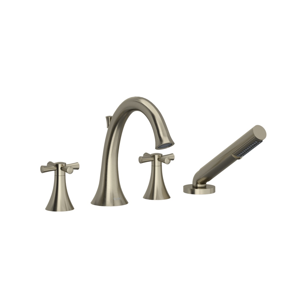 Riobel ED12+BN Edge 4-Hole Deck Mount Tub Filler - Brushed Nickel