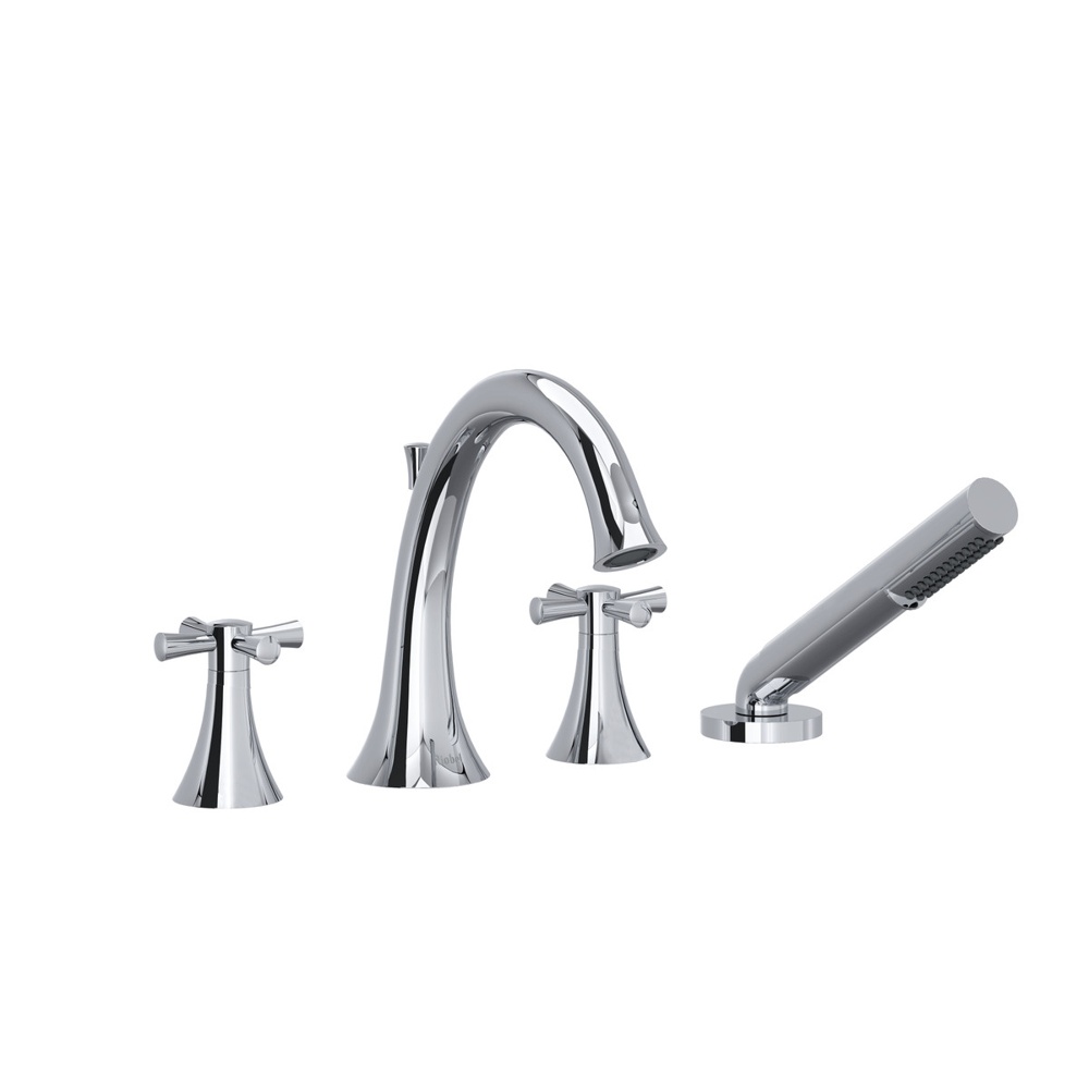 Riobel ED12+C Edge 4-Hole Deck Mount Tub Filler - Chrome