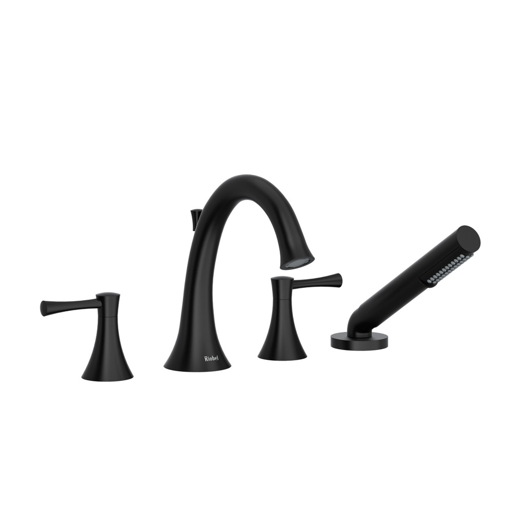 Riobel ED12LBK Edge 4-Hole Deck Mount Tub Filler - Black