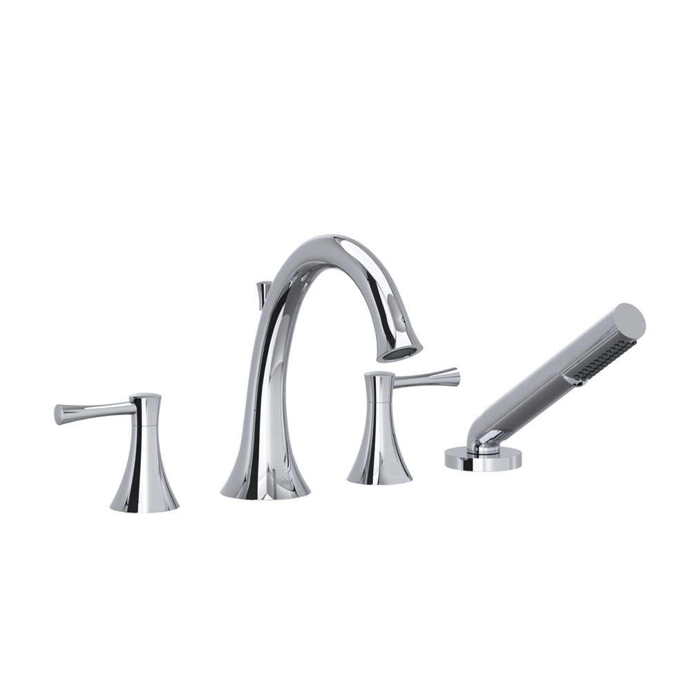 Riobel ED12LC Edge 4-Hole Deck Mount Tub Filler - Chrome