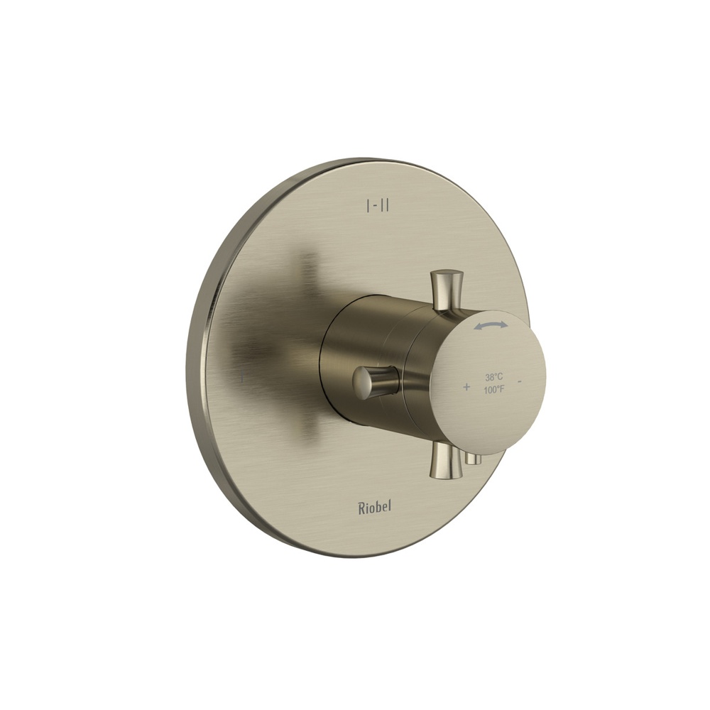 Riobel TEDTM23+BN Edge 1/2" Therm & Pressure Balance Trim With 3 Functions - Brushed Nickel